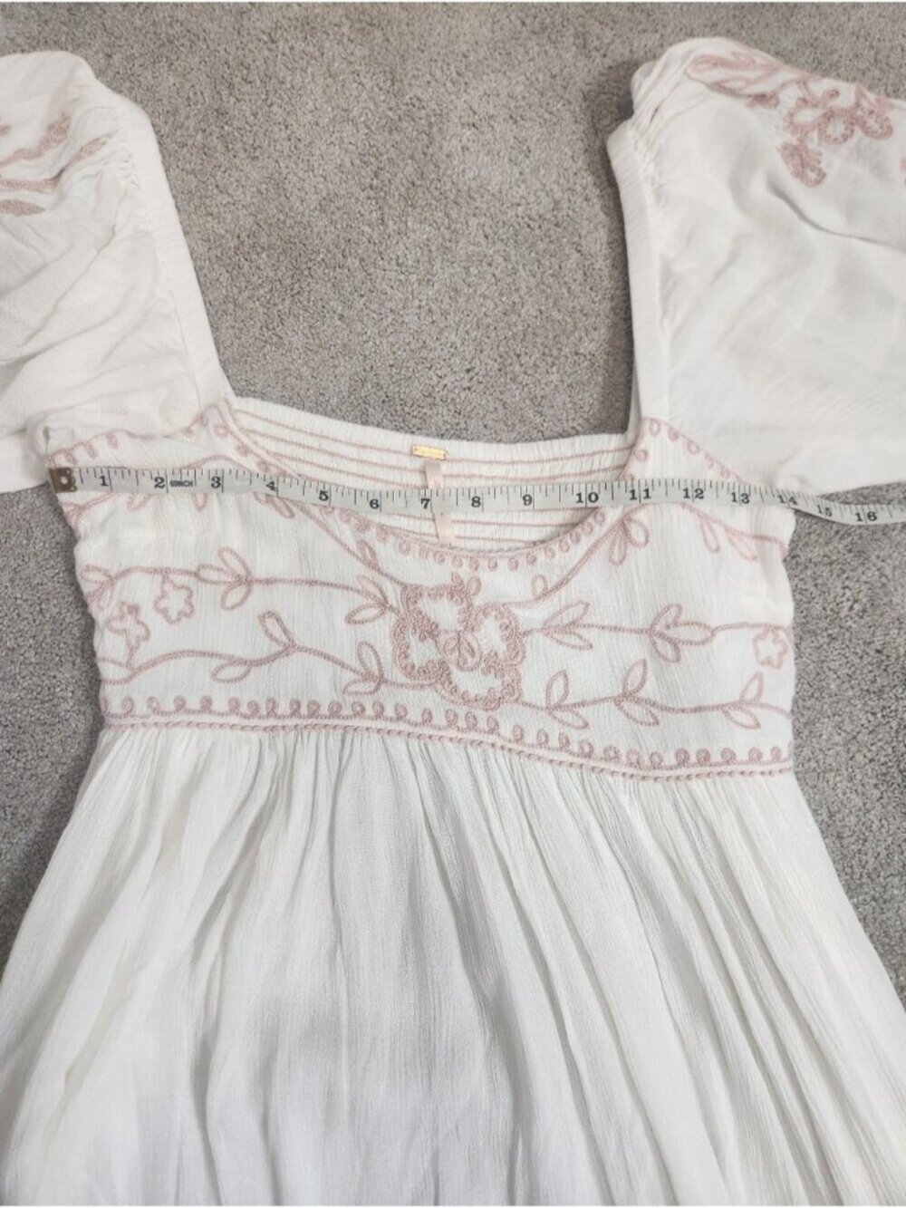 Free People Wedgewood White Embroidered Babydoll Maxi Dress Size Medium Empire - Picture 7 of 14